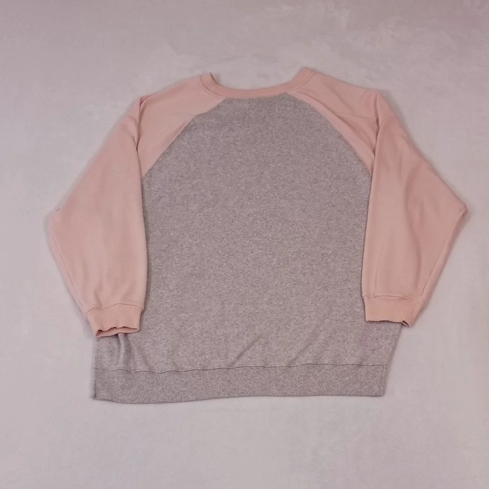 American Eagle Ahh-mazingly Soft Colorblock Raglan Sweatshirt Gray Pink Medium - Picture 2 of 14